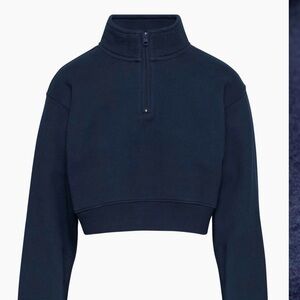 Aritzia TNA Cozy Fleece Perfect 1/4 Zip Sweatshirt in Admiral, size Medium